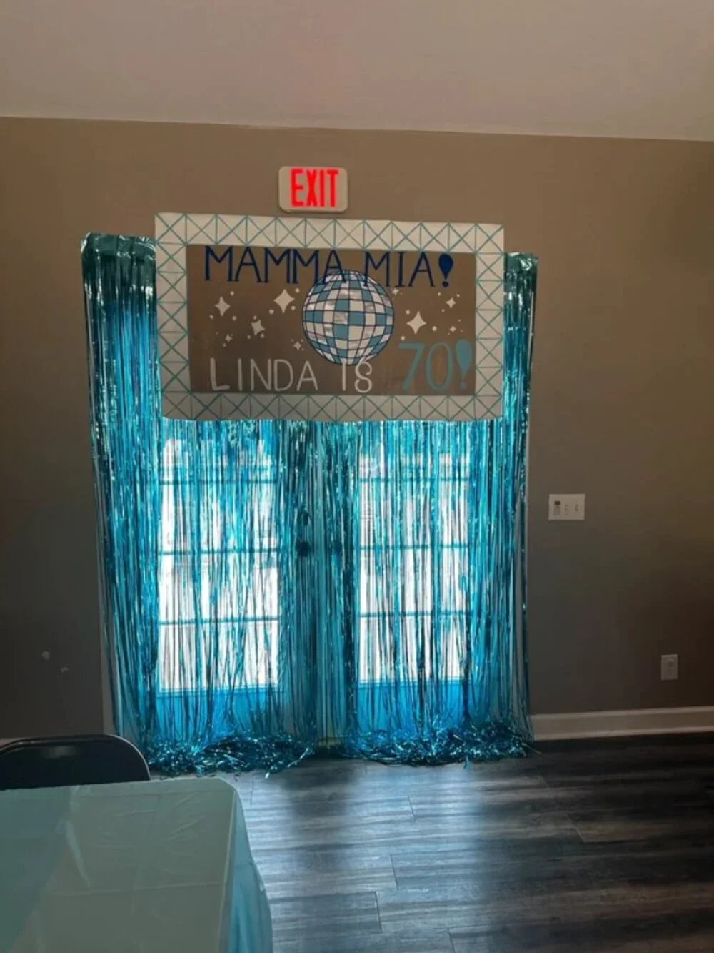 Blue Foil Tinsel Backdrop
